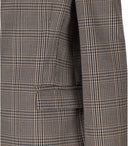 K.K. Beigefarbener, einreihiger Blazer mit Karomuster