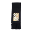 Mu Solid Label Scarf Burberry Cashmere Black