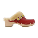 Jean Daisy Trim Clog In Burgundy Leather