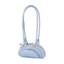 Mini-sac à bandoulière incurvé en cuir autoportrait bleu