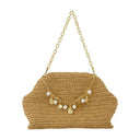 Bolso de hombro de encanto Autorretrato rafia marrón