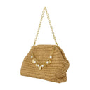 Bolso de hombro de encanto Autorretrato rafia marrón