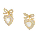 Bow Crystal Heart Earrings Self Portrait Metal Gold