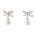Bow Earrings Self Portrait Pearl Silver
