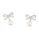 Bow Earrings Self Portrait Pearl Silver