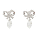 Bow Droplet Earrings Self Portrait Metal Silver