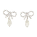 Bow Droplet Earrings Self Portrait Metal Silver