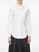 Thom Browne Classic Point Collar Shirt W/ Engineered Satin Weave 4 Bar In Oxford