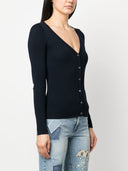 Parosh Ribbed Knit V Neck Cardigan