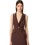 Elisabetta Franchi Coffee Cut Out Dress