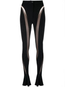 Mugler -Leggings mit halb transparenten Einsätzen