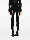 Mugler -Leggings mit halb transparenten Einsätzen
