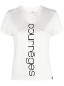 Courreges Cotton T -shirt med logotyptryck