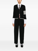 Thom Browne Cardigan Coupe Relax à Col V Avec Rayures À 4 Barres En Fine Laine Mérinos Avec Liseré
