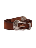Alberto Luti Cintura Western In Suede Con Inserti In Pelle E Borchie
