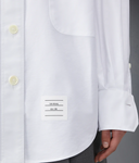 Thom Browne Supersized Point Collar Shirt W/ Rwb Grosgrain Armbands In Oxford