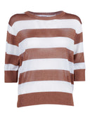 Kangra Cashmere Girocollo Rigato In Lurex Man.Corta