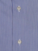Mazzarelli Camicie Camicia En Popeline De Coton A Righe Celeste E Bianco Coupe Slim
