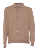 Sette Fili Cashmere Cardigan Collo Camicia High Gauge Ice Cotton Manica Lunga