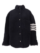 Thom Browne Supersized Shirt Jacket W/ 4 Bar In Dyed Shearling