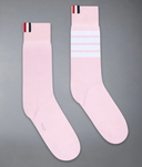 Thom Browne Mid Calf Socks W/ 4 Bar In Lightweight Cotton