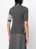 Thom Browne Signature 4 Bar Stripe Short Sleeve Cashmere Top