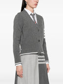 Thom Browne Geese Jersey Intarsio Cardigan squadrato con scollo a V in lana merino con righe a 4 barre