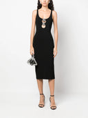 Blumarine Abito Midi Con Cut Out E Rose