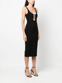 Blumarine Abito Midi Con Cut Out E Rose