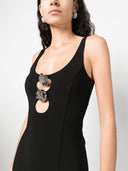 Blumarine Abito Midi Con Cut Out E Rose