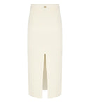 Twinset White Knitted Midi Skirt