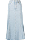 Ganni Bleach Denim Peplum Midi Skirt
