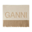 Frynset tørklæde ganni uld beige
