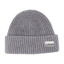 Struktureret Rib Beanie Ganni Wool Grey