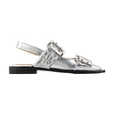 Feminine Buckle Ballerinas Ganni Synthetic Leather Silver