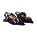 Feminine Buckle Ballerinas Ganni Cotton Blue