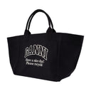 Xxl Logo Shopper Bag Ganni Cotton Black