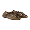 Eyelets Lace Up Crinkle Ballerinas Ganni Synthetic Green
