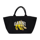 Xxl Banana Shopper Bag Ganni Cotton Black