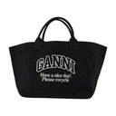 Xxl Pocket Shopper Bag Ganni Cotton Black