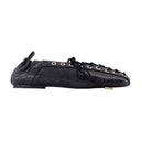 Eyelets Lace Up Snake Ballerinas Ganni Synthetic Black