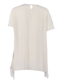 Fabiana Filippi Top Manica Corta In Crepe De Chine Con Pizzo Al Fondo Color Burro