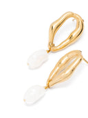 Strong Strong Rhinestone Sculpture Earrings With Pearl 18k Gold Plated