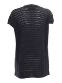 Fabiana Filippi Sequin Striped Crochet V Neck Cape Sleeve Sweater