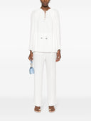 Lanvin Long Sleeve Pleated Blouse Open Neck