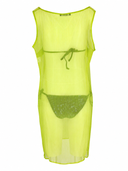 La Rose La Rose Green Silk Long Dress With Rouches