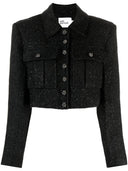 Autoportret czarny boucle zcięta kurtka