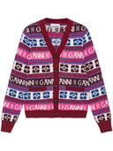 Ganni Logo Wool Mix Cardigan