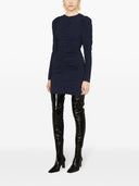 Ganni Stretch Seersucker O Neck Mini Dress