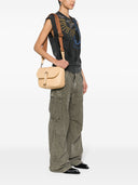 Golden Goose Sally Bag Medium Smooth Calfskin Leather Fabric Shoulder Strap